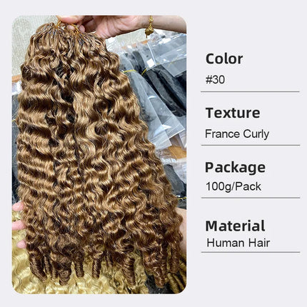 Virgin 613 Blonde Crochet Hair 24 Inch Human Hair Extensions for Women France Curly Pre Loop Braids 100g Golden for Braiding
