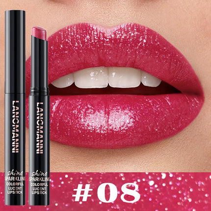 10 Color Glitter Pearlescent Lipstick Waterproof Lasting Diamond Lipstick Shiny Lip Gloss Non-stick Cup Red Sexy Lip Tint Makeup