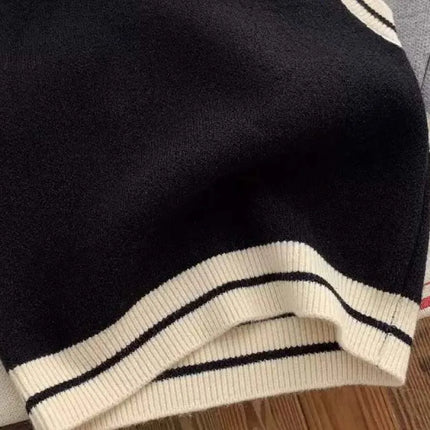 Spring Autumn Baby and Girls Boys Contrast Knitted Sweater Waistcoat School Kids Vest Jacket Children Outfit Pullover Top 1-12Yr