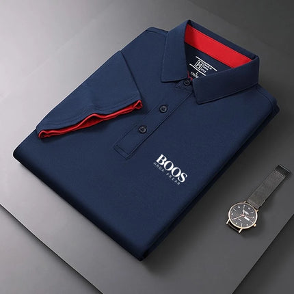 New men's high-quality short-sleeved polo shirt, summer fashion, casual, sweat-absorbing, breathable, cool T-shirt top