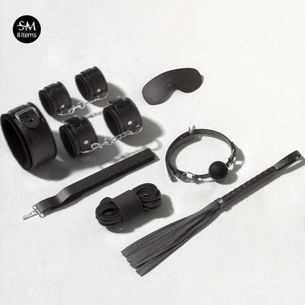 Sex Toys BDSM Bondage Kits Genuine Leather Restraint Set Handcuffs Collar Gag Vibrators Sex Toys For Women Couples Adult Games