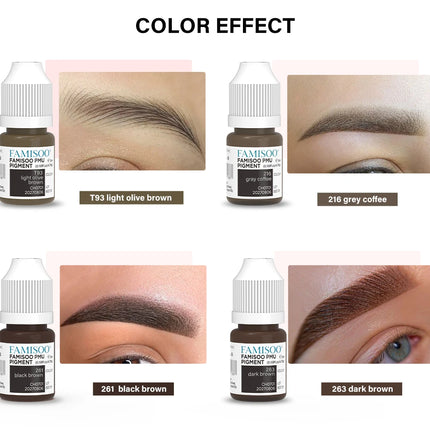 FAMISOO 5ML Eyebrow Tattoo Ink Professional Pigment for Eyeliner Black Tattoo Microblading Paint Ink For Semi Permanent Makeup