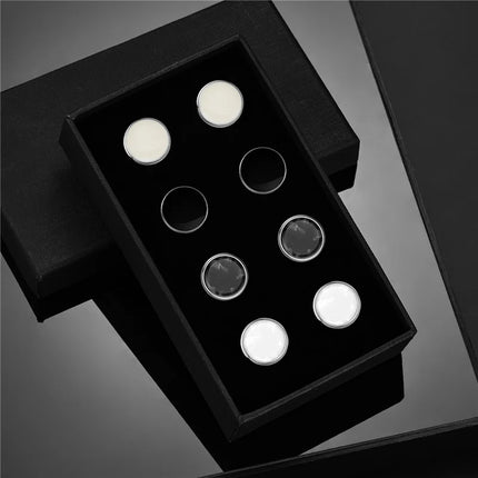 4 Pair Cufflinks For Mens With Gift Box Man Shirt Cufflinks Wedding Guests Gifts Men Gift For Husband Business Tie Clip T0204022