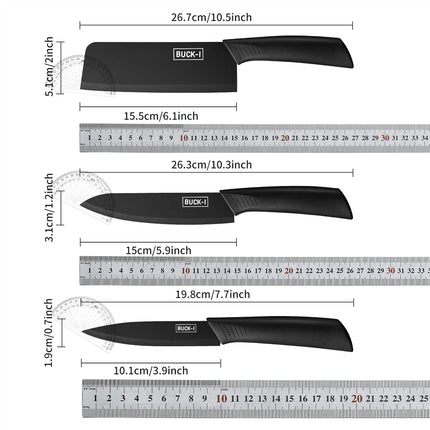 Kitchen knife set, including cleaver, chef's knife, and fruit knife, with knife block, suitable for peeling meat and vegetables