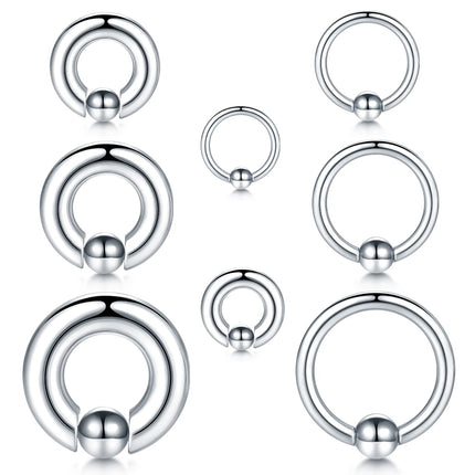 1pcs Stainless Steel Large Gauge Captive Bead Ring 20G-00G Nose Hoop for Women Men Ball Closure Rings Ear Piercing Body Jewelry