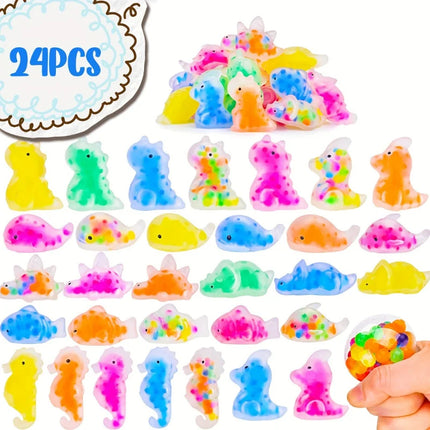 1-24pcs Random Pattern Cute Squeeze Mochi Toys With Water Beads  Party Favors For Kids Stress Relief Baubles For Classroom Prize