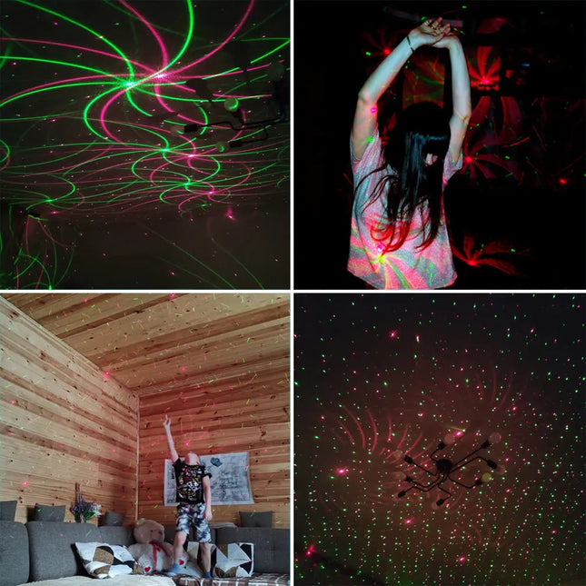 ESHINY Mini 4-in-1 Pattern Effect R&G Audio Star Whirlwind Laser Projector Stage Disco DJ Club Bar KTV Family Party Light Show P14
