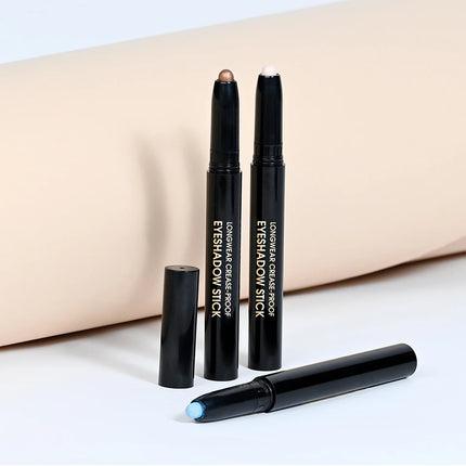 10 Colors Longwear Crease-proof Eyeshadow Pencil Stick Lasting Glitter Shimmer Matte Eye Shadow Highlighter Pen Eyes Makeup Too