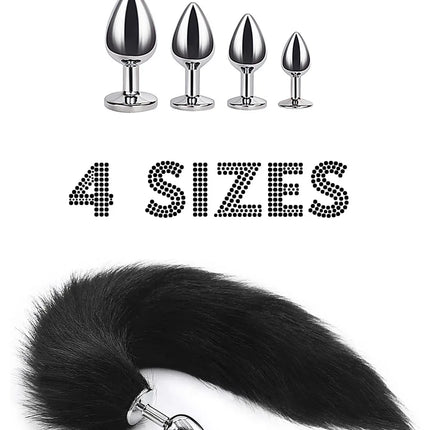 Metal Anal Plug with Faux Fox Tail,Cosplay Role Play Butt Plug,Adult Sex Toys for Men Women Couple,Anal Training Adult Products
