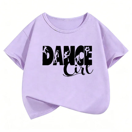 Dance Girl Letter Printed T-Shirts Short Sleeve Y2K Kids Children's T-shirt Boys Girls Summer Spring Casual Top Tee Shirt