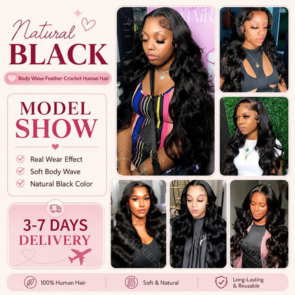 Body Wave Miracle Knots Feather Crochet Bundles 100% Human Hair For Braid #27 Honey Blonde Knotless Soft Pre-Separated Bulk Hair