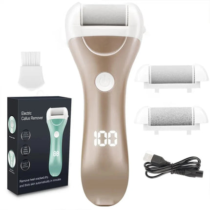 Electric Pedicure Foot File USB Rechargeable Power Display 3pcs Grinding Exfoliator Replacement Heads For Heel Callus Remover