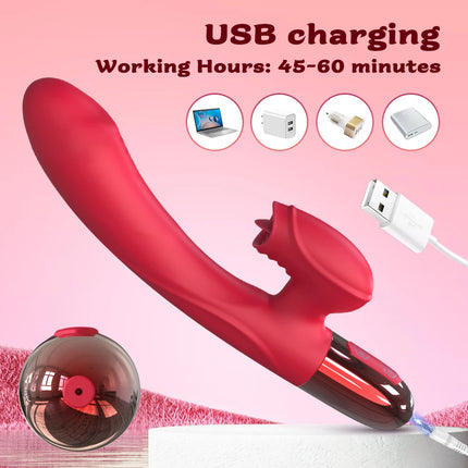 Powerful Vibrator for Women with Tongue Licking Clitoris Stimulator Female Masturbator G Spot Dildo  Adults Goods Sex Toys