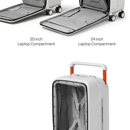 Mixi Front Laptop Pocket Suitcase Wide Handle Travel Suitcase Men 20''Carry-On Luggage Women PC Aluminum Frame Trolley Case 24''