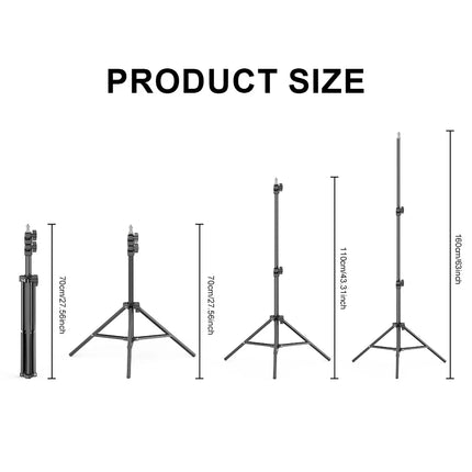 Dual Phone Tripod Stand 1.6M Adjustable with Clip for Live Video Recording Portable Floor Holder Support 2 Phone Simultaneously