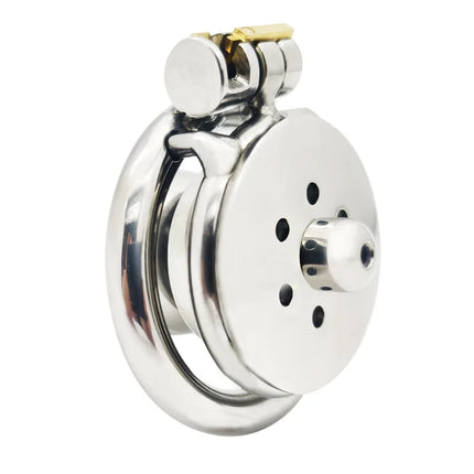 Urethral Inverted Negative Male Chastity Lock Flat Cock Cage with Metal Urethral Catheter for Couple Men Penis Ring Bondage BDSM
