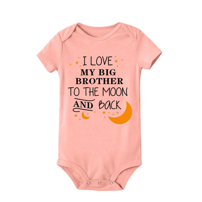 "I LOVE MY BIG BROTHER TO THE MOON AND BACK" Letter Printed Baby Rompers Newborn Bodysuit Clothes