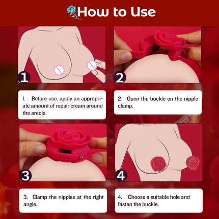 Remote Control Silicone Vibrating Nipple Clamps for Women Mini Invisible Adjustable Female NippleClampsRoseVibrator