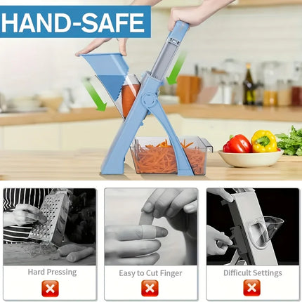 Adjustable Manual Mandolin Slicer with Stainless Steel Blades – Large Vegetable and Fruit Dicing and Slicing Machine,