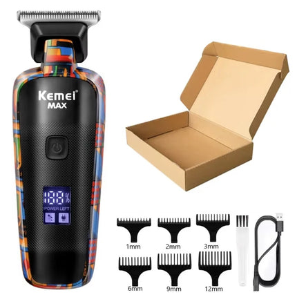 Kemei KM-MAX5090 Electric Hair Clipper Multifunctional Home Hair Trimmer Printing Graffiti Razor USB Men's Electric Shaver