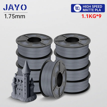 JAYO High Speed PLA matte 3D Filament 1.75mm PLA 3D Printer Filament 9Rolls/set Neatly Wound Matte Effect 3D Printing Materials