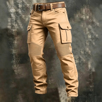 2026 New Large Pocket Loose Overalls Men's Outdoor Sports Jogging Tactical Pants Elastic Waist Pure Cotton Casual Work Pants