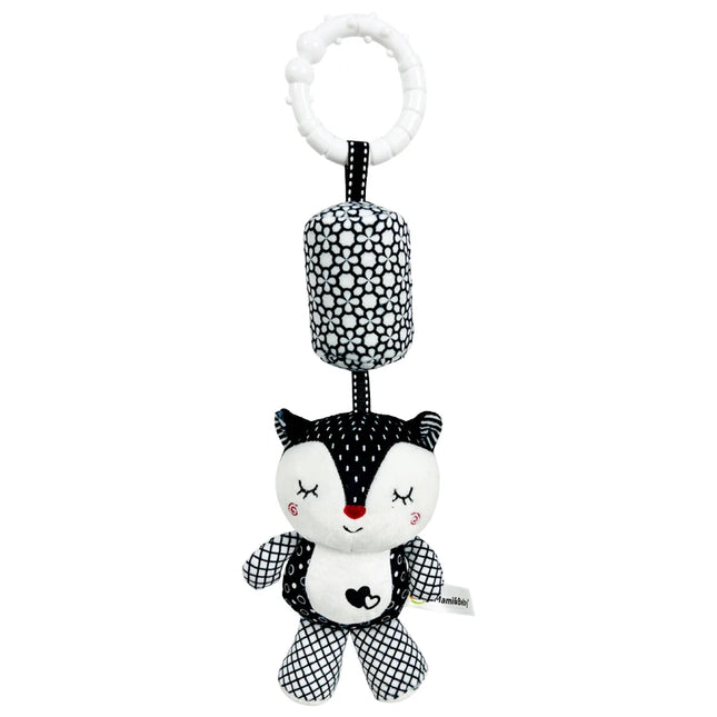 Stroller Bed Crib Hanging Bell Plush Doll Baby Infant Rattles Newborn Black White Visual Grab Ability Training Toy for Bebe Gift