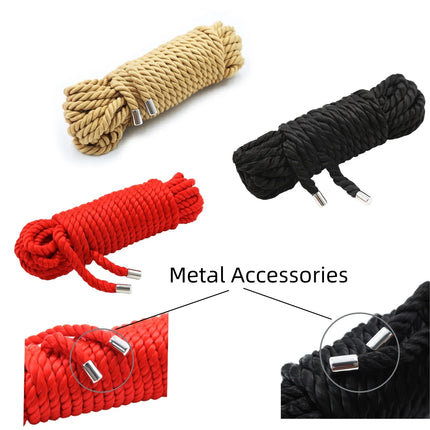 Golden Black Exotic Accessory of Handcuffs Bondage Soft Rope Metal Head For Men Woman Cosplay Slave Binder Restraint Couple Game