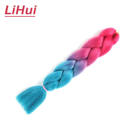 24 Inches Synthetic Braiding Hair Jumbo BraidOmbre Jumbo Hair Extension For Women DIY Hair Braids Purple Pink  Yellow Gray Lihu