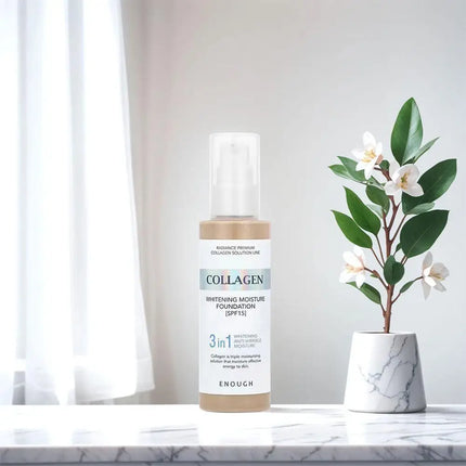 Korean ENOUGH Collagen Moisturize Foundation SPF15 3-in-1 Whitening Anti-wrinkle Moisturizing Concealer Professional Makeup Base