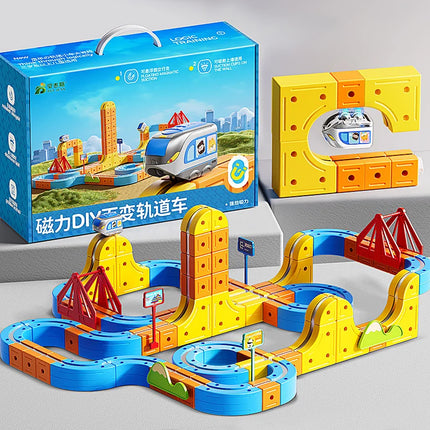 Magnetic Train Toy For Boys Track 1:64 Electric Rail DIY Magic Vehicle Model Toys Education 3 Years Children Gifts