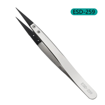 1 Piece Anti-Static ESD Tweezers Replaceable Tweezers Tips Stainless Steel Body Carbon Fiber Conductive Plastic Tweezers