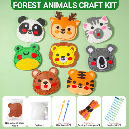 8-piece Forest Animal DIY Sewing Kit Beginner Handicraft Material Pack Cute Cartoon Animal Tiger Panda  Pendant Birthday Gift Cr