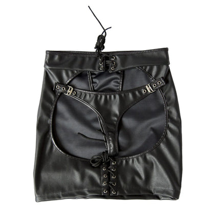 BDSM Restraint Ass Porn Mini Skirt Sexy Lingerie Whip Paddle PU Leather G-String Panties Dress  Erotic Sexy Costume Women