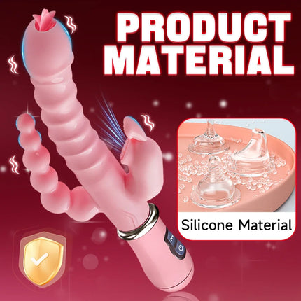Rabbit Vibrator for Women G Spot Clit Stimulator Dildo Tongue Licking Vagin Nipple Massager Male Anal Butt Plug Adult Sex Toys