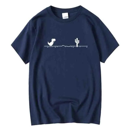 Men's High Quality 100% Cotton Funny Dinosaur Print T-Shirt Loose O-neck Summer Cool Men T-shirt Short Sleeve T-shirt Male Tee Top