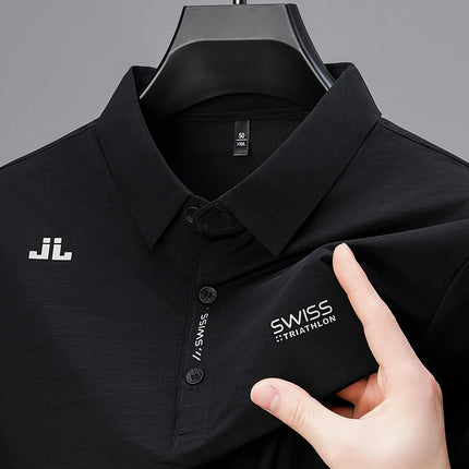 Breathable Men's Polo Shirts Solid Color Embroidered Logo Short Sleeve Casual Sports Summer Top