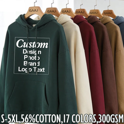 High Quality Custom Hoodie Cotton Sweatshirt Print Embroidery Brand Logo Text Photo Design Men Women Famliy Team Clothing 300g