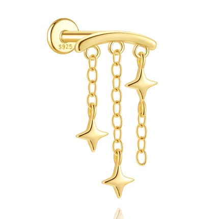 CANNER 1PC 925 Sterling Silver Chain Tassel Piercing Earrings Chain Charm Accessories For Woman Shiny Earring Fine Jewelry Gift