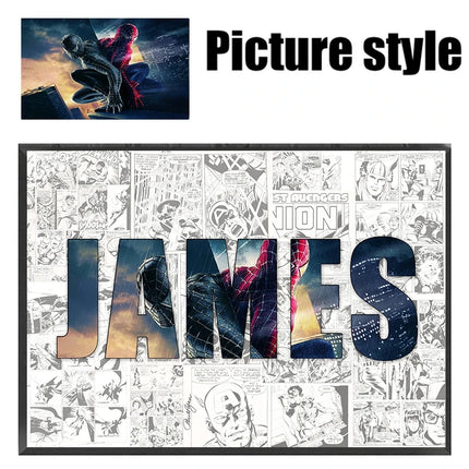Personalised Custom NAME Word Art Print Marvel Superhero Character Posters Avenger Canvas Painting Wall Art Customize Home Decor