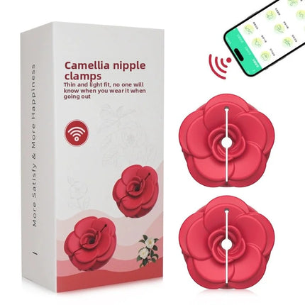 APP+remote Control 9 Modes Wearable Vibrating Nipple Clamp Rose Silicone Breast Clamp Breast Massager Couple Waterproof Sex Toy