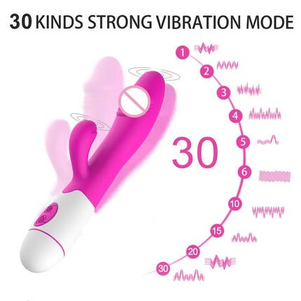 Rabbit Vibrator for Women 30 Speed Rechargeable G Spot Clitoris Stimulator Dildo Vagina Female Masturbator Sex Toys for Adults
