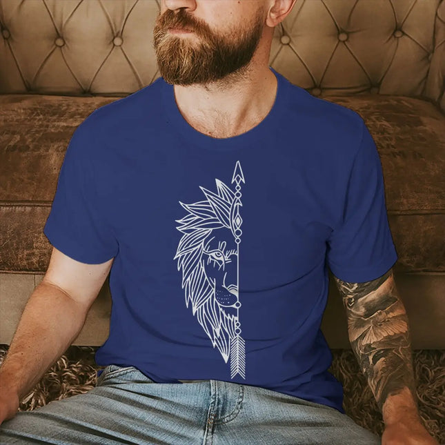 Couple Vintage Lion Print Casual T-shirts Short Sleeve Round Neck Women Men Streetwear Lover Matching Clothing