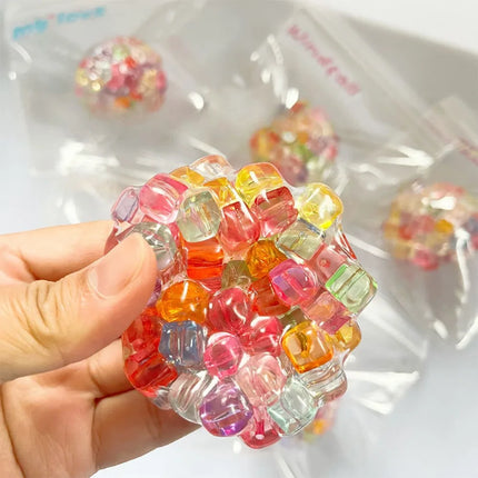 Crunchy ASMR Ice Beads Filled Squishy Stress Balls Extra Soft Squeeze Sensory Fidget Toys Anxiety Relaxation Present for Adults