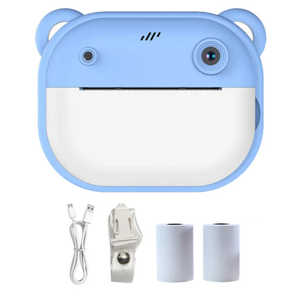 Kids Cartoon Digital Camera Toy Instant Inkless Thermal Printing Photograph Camera Puzzle Interaction Camera Toy+32G Memory Card