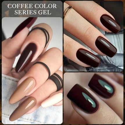 5pcs Coffee Brown Red Gel Nail Polish Set HEMA TPO FREE Semi Permanent Soak Off UV Gel Varnish Nail Supplies Manicure For Nails
