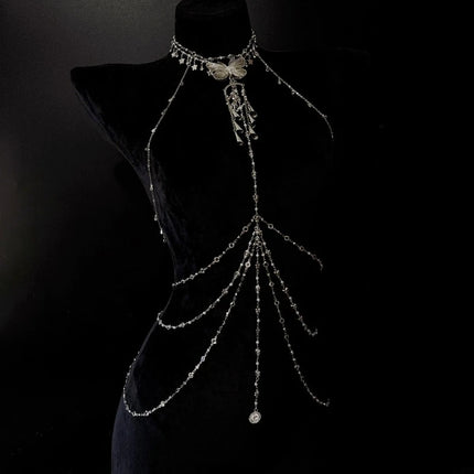 Luxury Butterfly Nipple Clips Seductive Rhinestone Body Chain Premium Collar Anal Plug Vaginal Clamp Erotic Accessories Sex Toys
