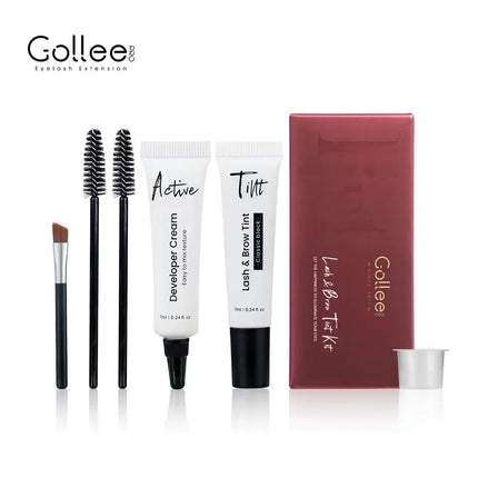 Gollee Classic Black Natural Lash and Brow Tinting Set 6ml Waterproof Eyelash Tint Kit Semi Permanent Lasting Beauty Makeup