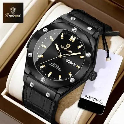 BINBOND Top Brand Business Classic Men's Watches Waterproof Date Week Luxurious Luminous Multifunction Fashion Male Quartz Watch