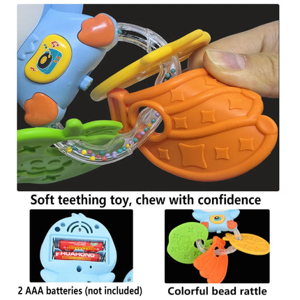 Infant Musical Educational Teethers and Rattles for Boys and Girls, to Chew and Play, Colorful Cartoon Designs
